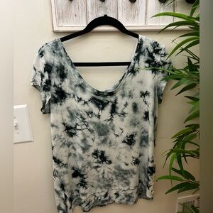 American Eagle Outfitters Tie-Dye Scoop Neck Women's Top with Cap Sleeves